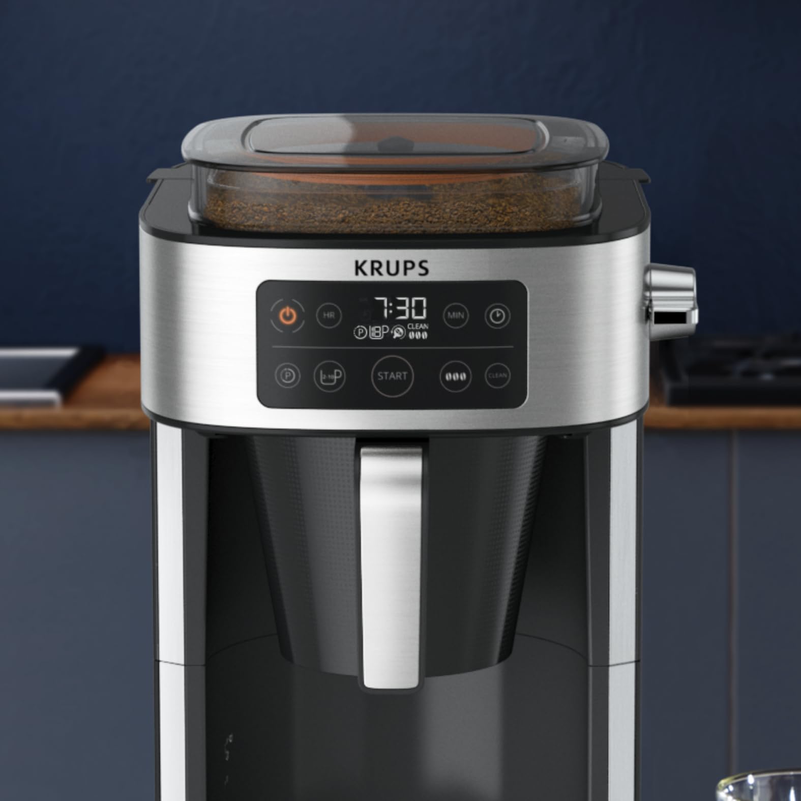 KRUPS KM760D10 Ekspres do kawy Aroma Partner, Zintegrowany hermetyczny pojemnik na kawę, automatyczne i precyzyjne dozowanie, 10 do 15 filiżanek, pojemność 1,25 L