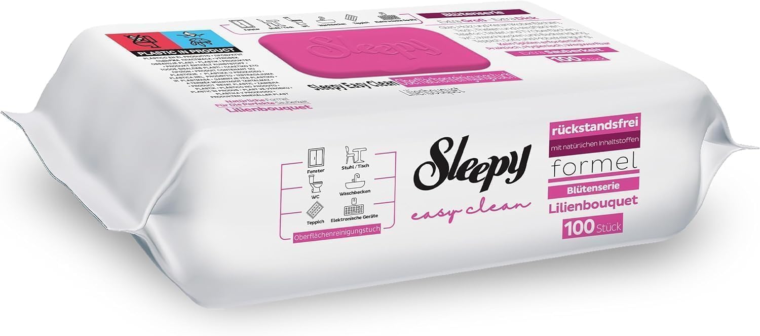 Sleepy Feuchttücher – 6 x 100 Reinigungstücher. Vielseitig einsetzbar (Grün, Blau, Gelb, Kirschblüte, Lilienstrauß, Orchideengarten) – Reinigungstücher für alle Oberflächen in Küche und Bad.
