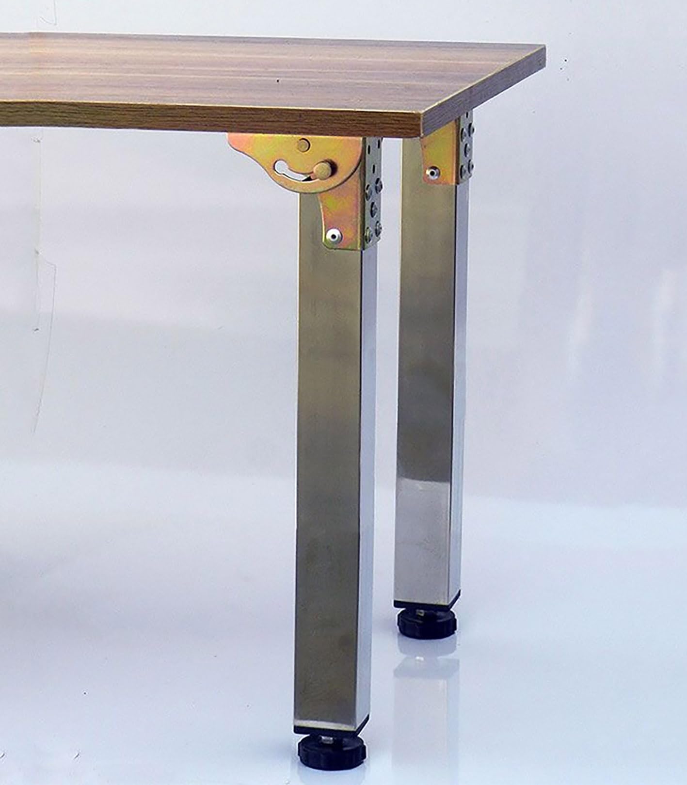 Patas de mesa ajustables de acero inoxidable con varillas y tornillos ajustables, 1 unidad (perilla de rosca izquierda) 45 cm, soporte de piel de metal