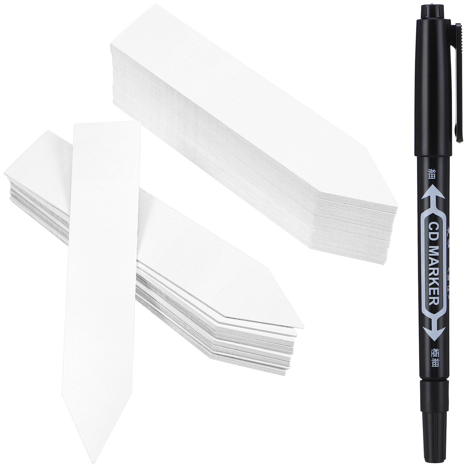 INOOMP Plastic Plant Tags with Marker Pen, 120pcs Gardens Plant Labels Tags Potted Plants Signs Nursery Garden Labels Pot Marker Plant Name Stake Tags for Potted Plants