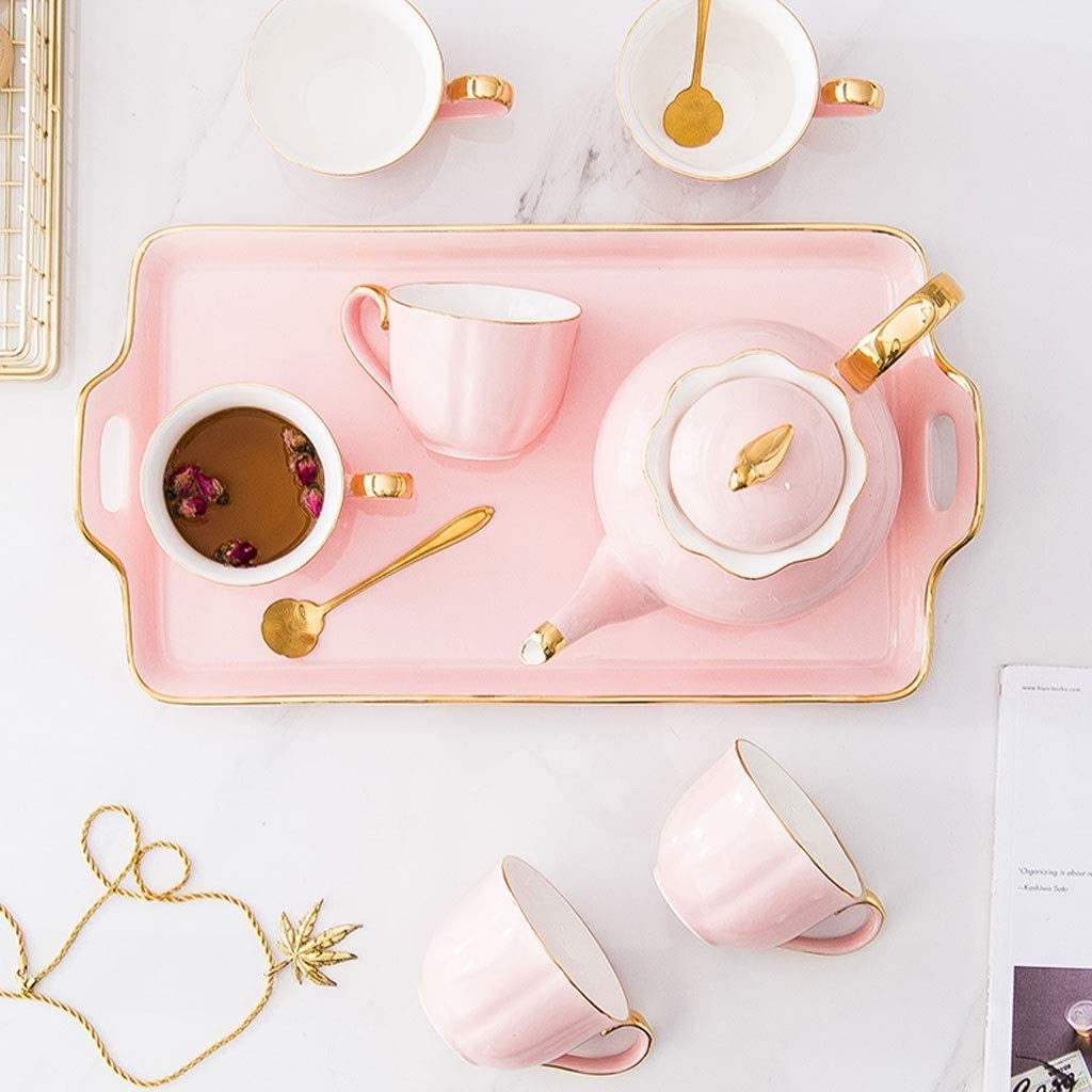 Zestawy Do Herbaty 14 sztuk ceramiczny zestaw do parzenia kawy i herbaty europejski styl Phnom Penh kubek garnek taca zestaw filiżanek do domu przybory kuchenne Drinkware Zestaw Filiżanek Do Kawy I He