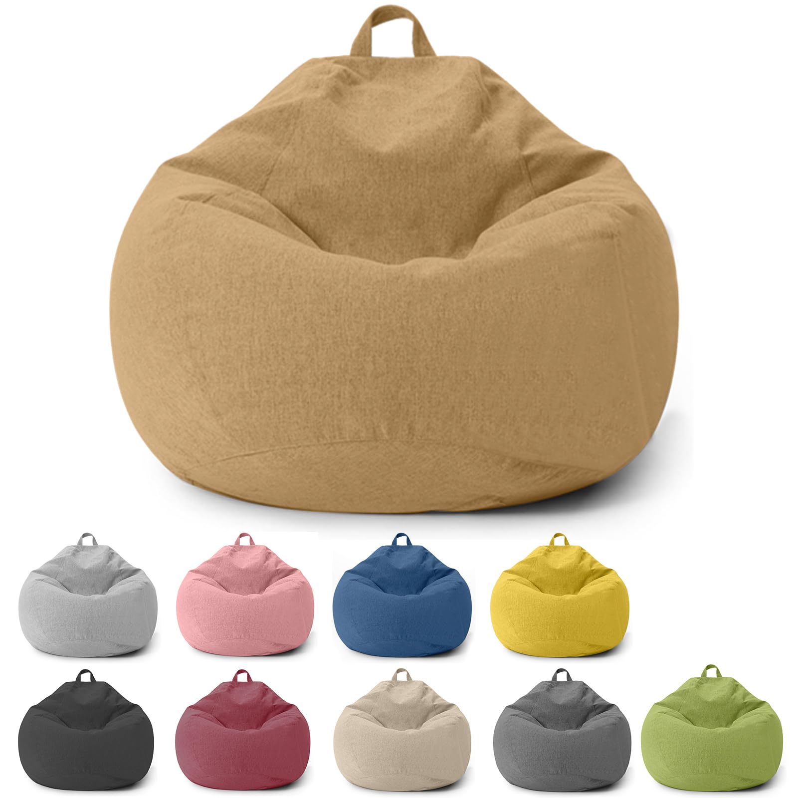 Pouf pour enfants et adultes - Housse uniquement (sans rembourrage) - Pouf pour chambre à coucher, bureau, salon, terrasse (marron clair)