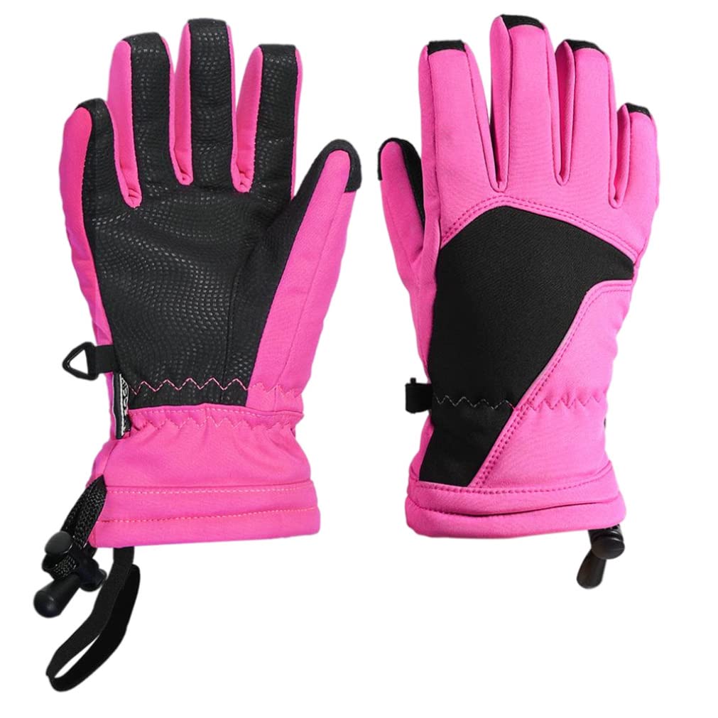 MILEVO Guanti, Guanti Termici, Guanti Termici Invernali, Guanti da Sci for Bambini Guanti Invernali Antivento da Snowboard con Isolamento Termico Rosa S/m (Color : Pink, Size : LXL)