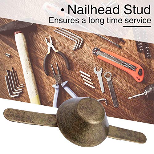 50PCS Plate Bottom Stud Bag Feet Flat Metal Bag Feet Cone Studs Mushroom Spike Rivet Purse Feet Spike Nailheads Brad leathercraft Findings(10mm-Brass) Rivet Tools - Image 3