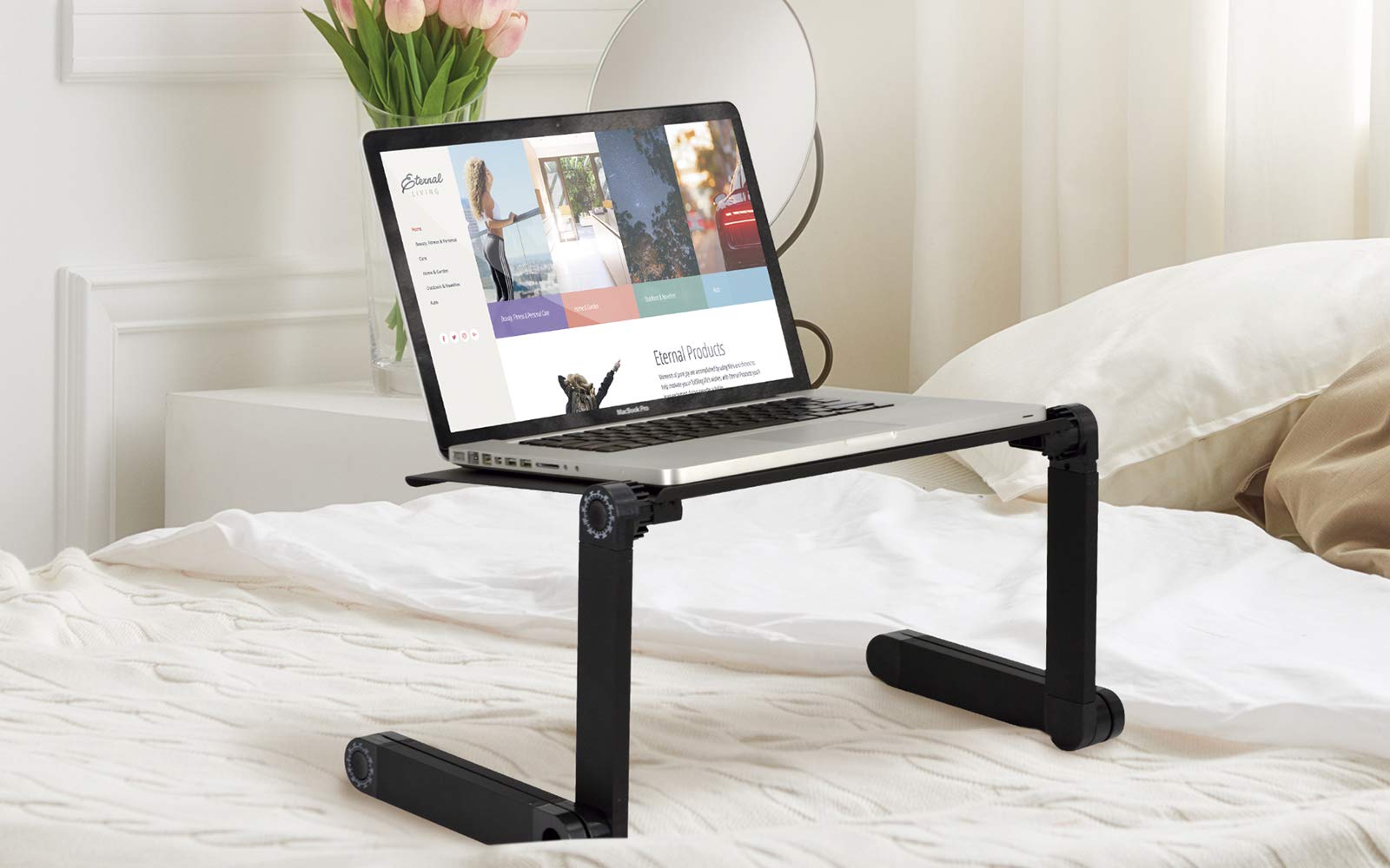 Eternal Living Portable Adjustable Laptop Desk Stand Table Vented | Light Weight Ergonomic Bed Tray Tablet Lap Desk | Stand Up Raise Desk