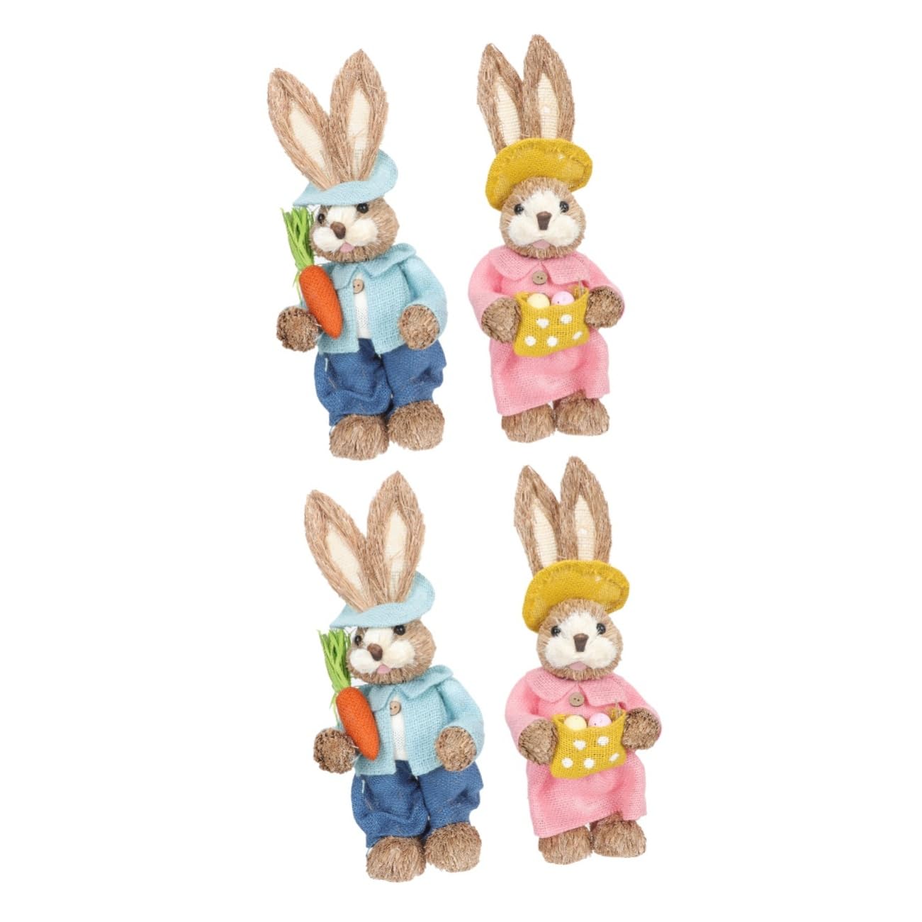 Cabilock 4pièces Décoration De Pâques Paille Ornements De Lapin pour Décor De Jardin Maison Accessoire Charmant pour De Fête