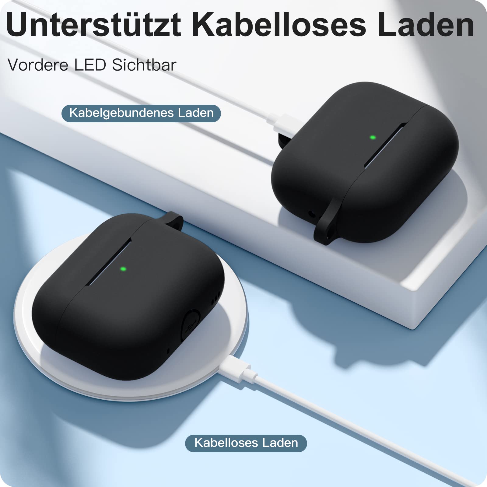 DASFOND Hülle Für AirPods Pro – Mit Sichtbarer LED, Kabellosem Laden & Karabiner
