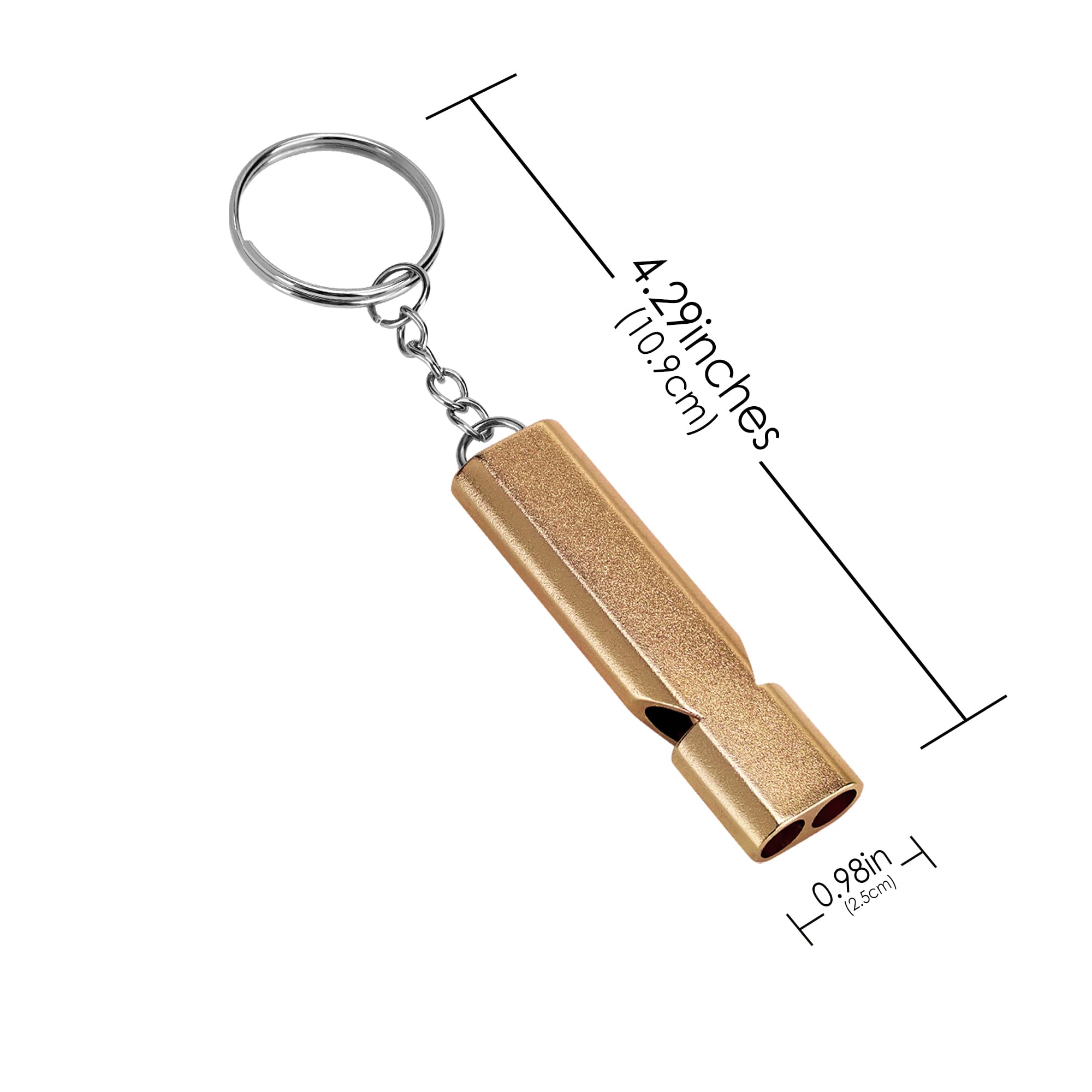 TOCCOOL 6Pcs High Decibel Emergency Survival Whistle with Keychain - Outdoor Rescue Signal for Hiking, Sea Boating, Outdoor Adventure (Gold)