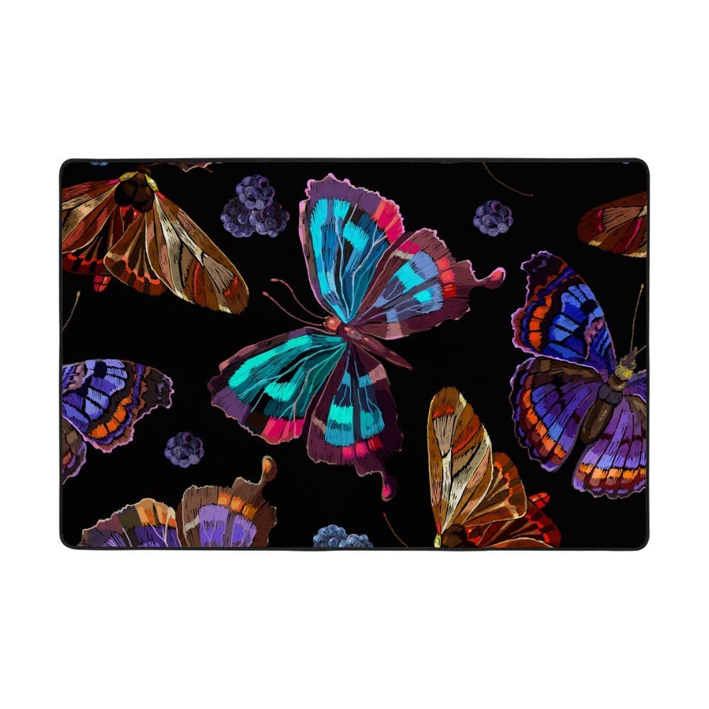 Grand tapis de salon super doux chambre d'adulte motif papillons et baies