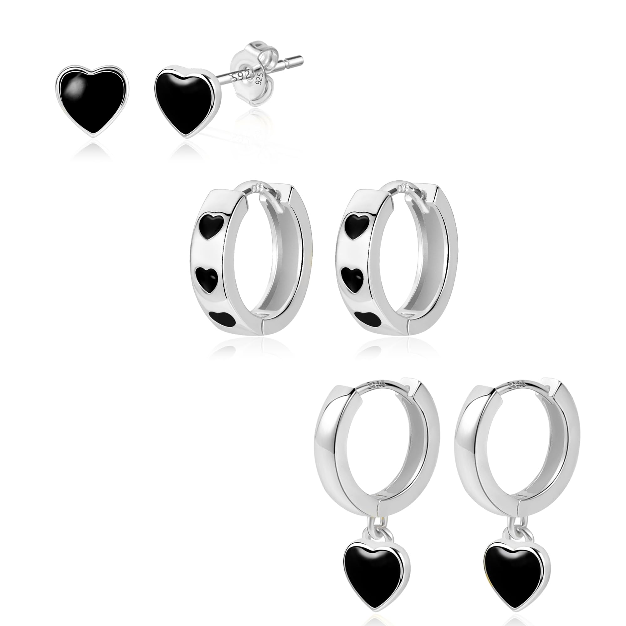 ALEXCRAFT Ohrstecker Silber Ohrringe Set Klein mit Zirkonia