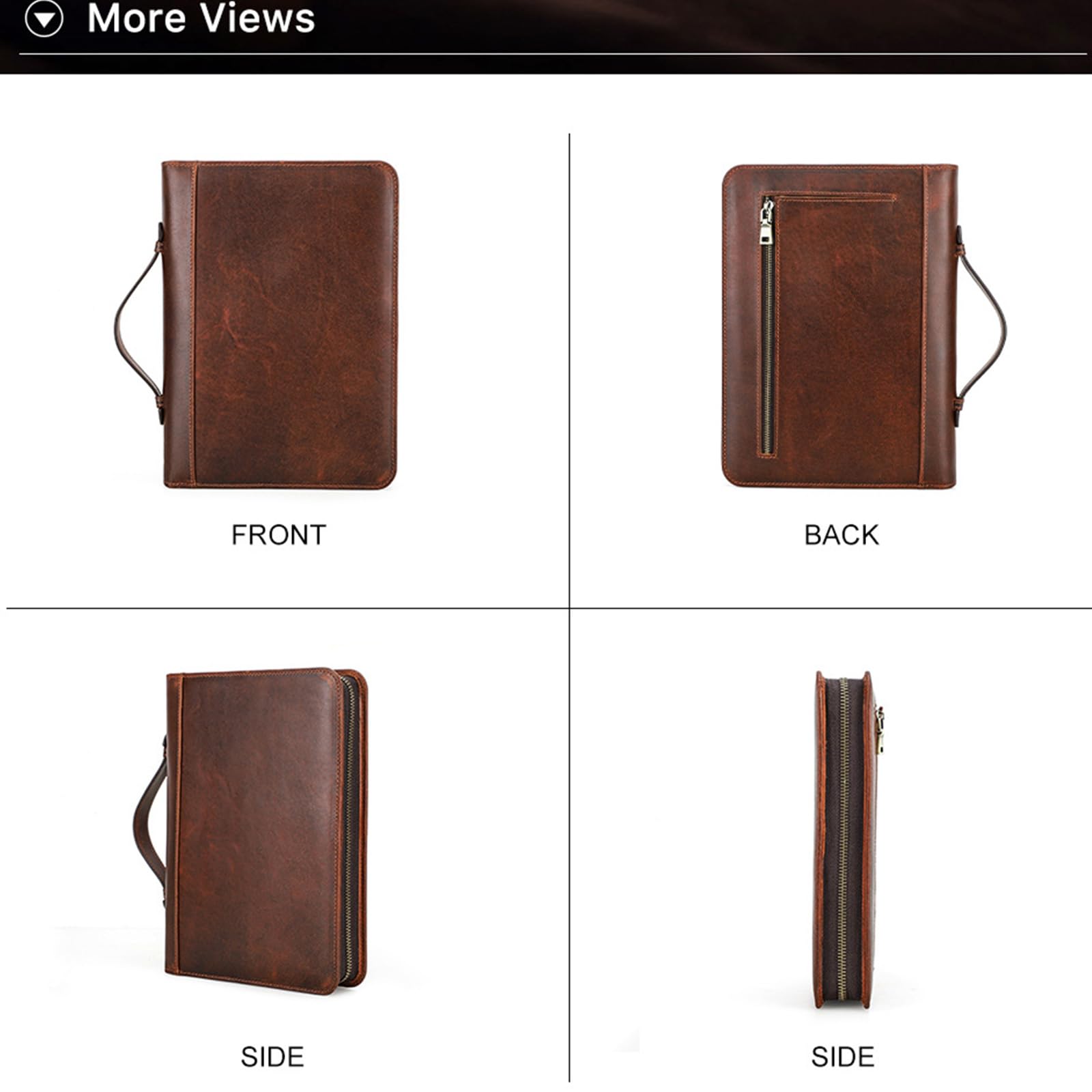 Funda para cuaderno para escribir notas, reuniones de negocios con cierre de cremallera, soporte para bolígrafo, bolsillo frontal, y correa para la muñeca, funda para cuaderno con cremallera de