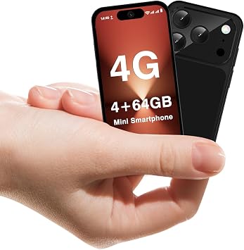 Mini Smartphone, Liberado 4G, Pantalla 3,88 pulgadas, Android 12, Bater a 1950mAh, Tel fono para Ni os y Estudiantes, Doble SIM, Reconocimiento Facial Negro, 4G