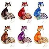 GOLDEN STRAWBERRY 6 PCS Fox Brooch Pins Elegant Enamel Rhinestone Crystal Color Animal Brooches Pin Fashion Set for Women