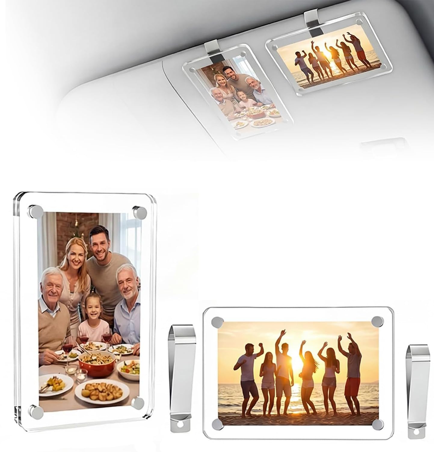 2Pcs Visor Clips for Cars 3 5x2 4inch Car Picture Holder Adding Family or Personal Photos Personalized Car