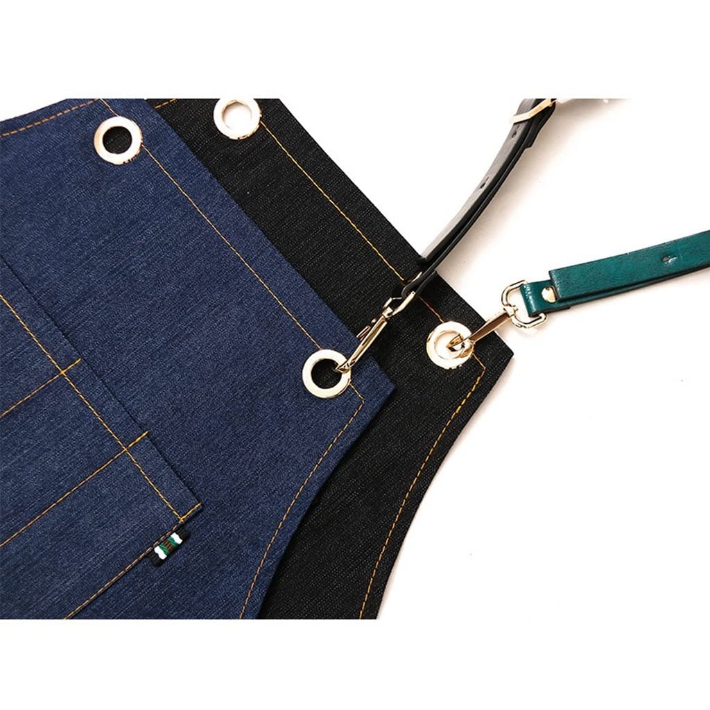Delantal de Peluquero Barbero Delantal Restaurante Cocinar Delantal Cocina Hogar Falda Delantal con Pocket Cocina Delantal Delantal de Barista (Color : Black)