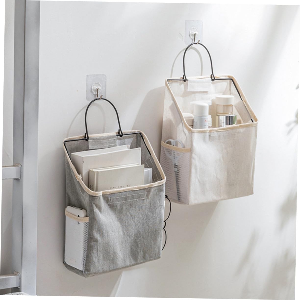 Gatuida 2pezzi Borsa Porta Oggetti da Appendere alla Parete con Gancio Adesivo Organizer Tasche per Armadio Camera da Letto Cucina Bagno Tasche Portaoggetti da Parete
