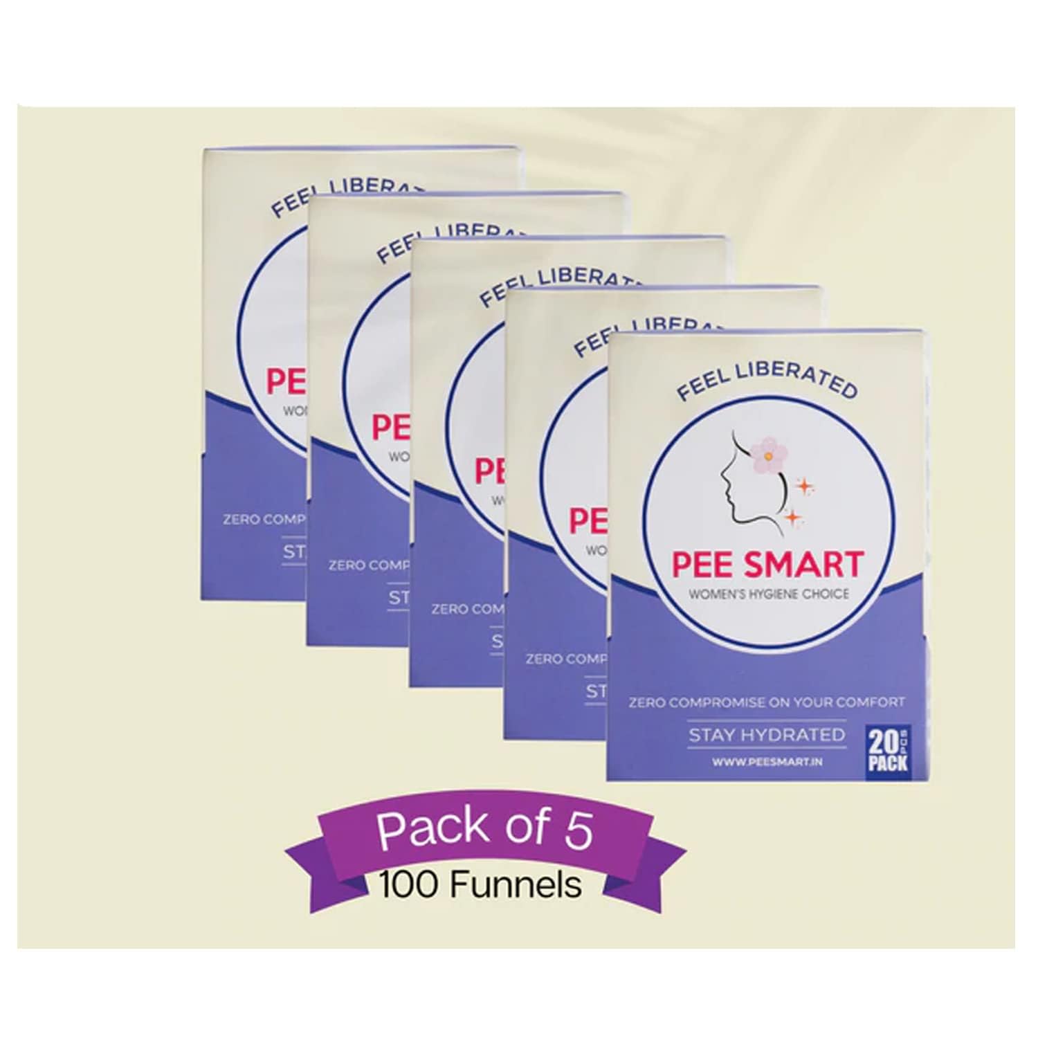 PEE SMART Stand and Pee | Pocket Sized Urination Device for Women | Disposable Female Urination Device | Foldable, Pocket Friendly, Use at Outdoors, Travel, Public Toilets | (Pack of 5)-100 Pieces