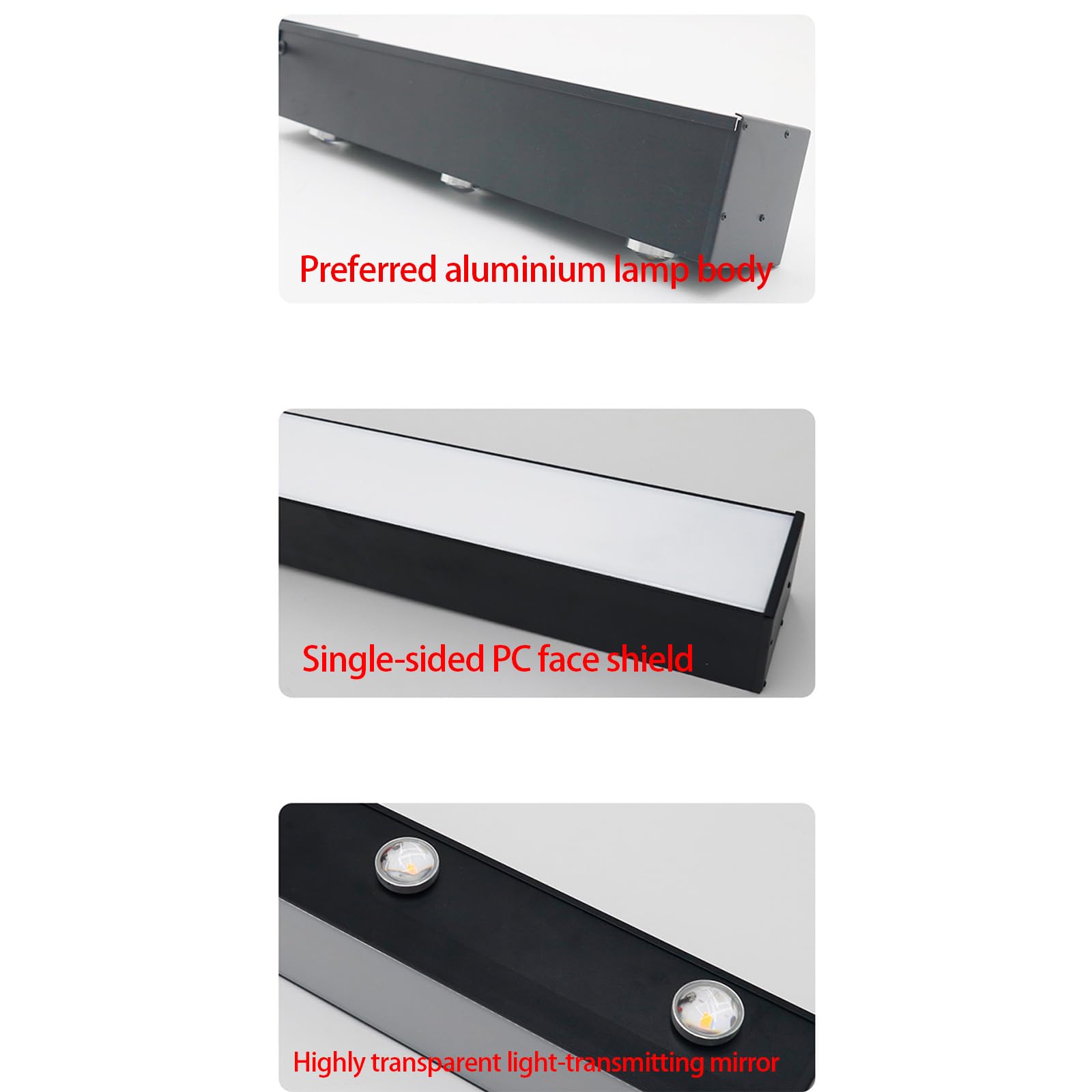 Wandleuchte LED IP65 Etanche Avec Spots, modernes Design, Longue, aus Aluminium, minimalistischer Stil, Rechteck, Schwarz, für Villa, Couloir, Garten, Bad