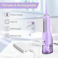 Vista 5 de Sejoy Hilo dental de agua, 2025 irrigador bucal para dientes recargables, irrigador oral para viajes en casa, oficina, 9.1 fl oz IPX7 impermeable, 5