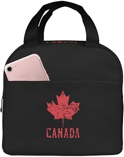 Canadian Flag Faded Canada Lunch Bag for Women Adults Men Insulated Lunch Box, Leakproof Cooler Food Containers Reusable High Capacity Lunch Tote Bags for Work/Travel/Office