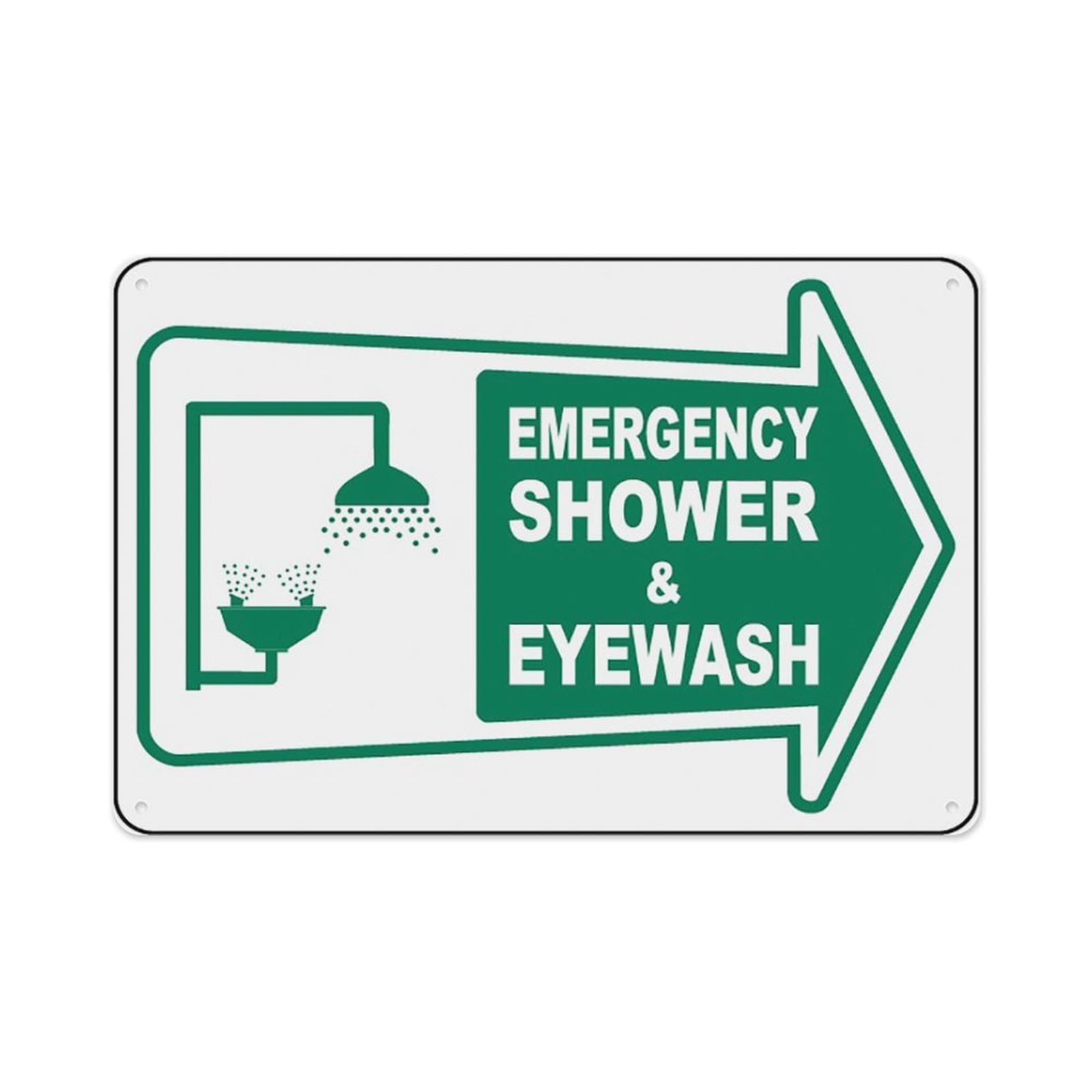 peiyeety Directional Emergency Shower & Eye Wash Sign Aluminum Tin Warning Signs For Home Outdoor Garden 8X12 Inches