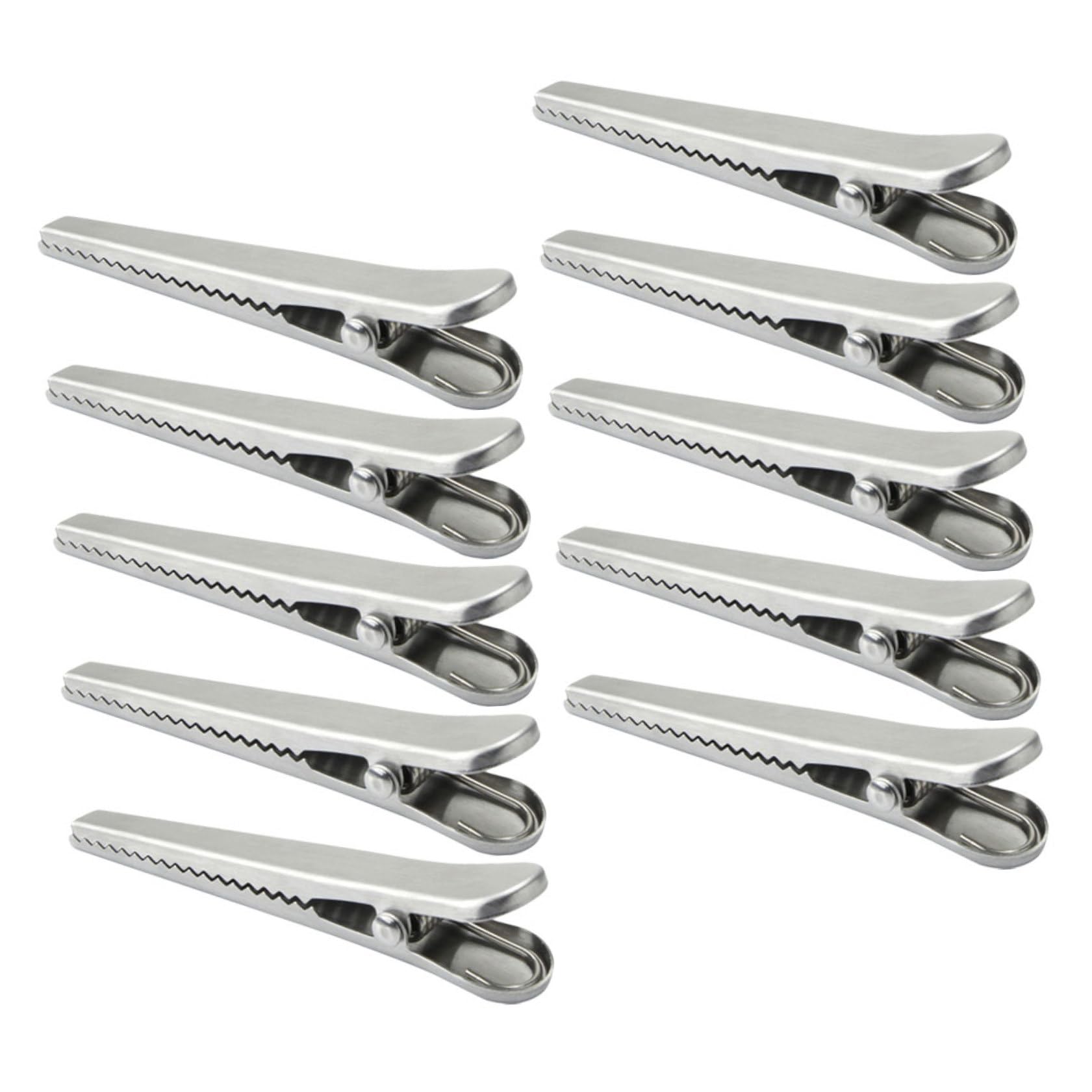 Lot de 10 pinces à sachet en acier inoxydable argenté pour cuisine