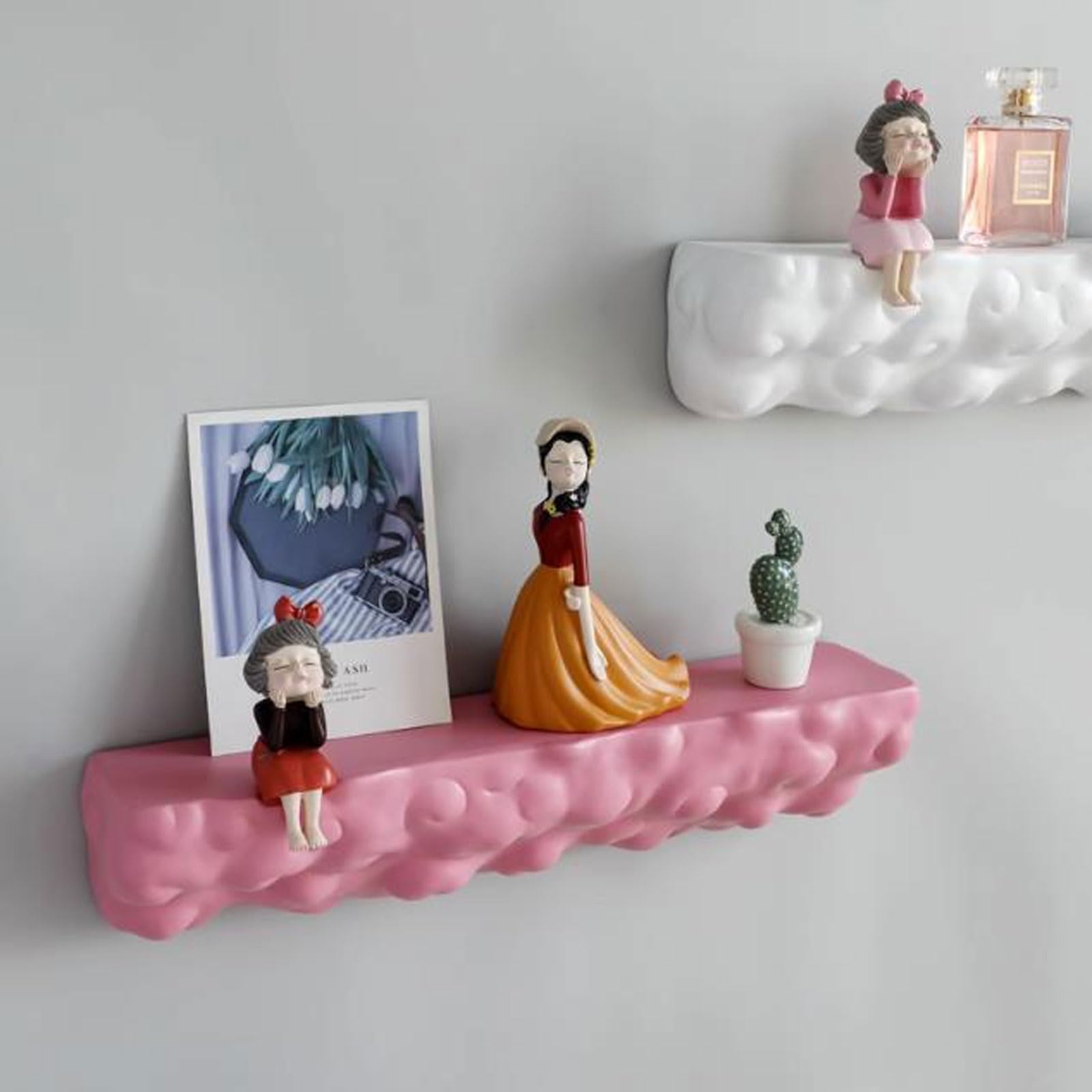 Półka ścienna Żywiczne półki pływające montowane na ścianie, wąska półka ścienna Pływające półki(Pink)