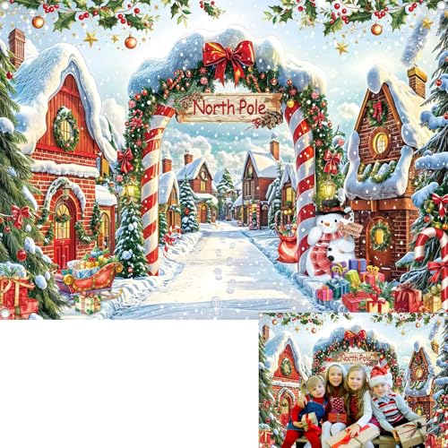 North Pole Backdrop Merry Christmas Winter Xmas Tree Photography Background