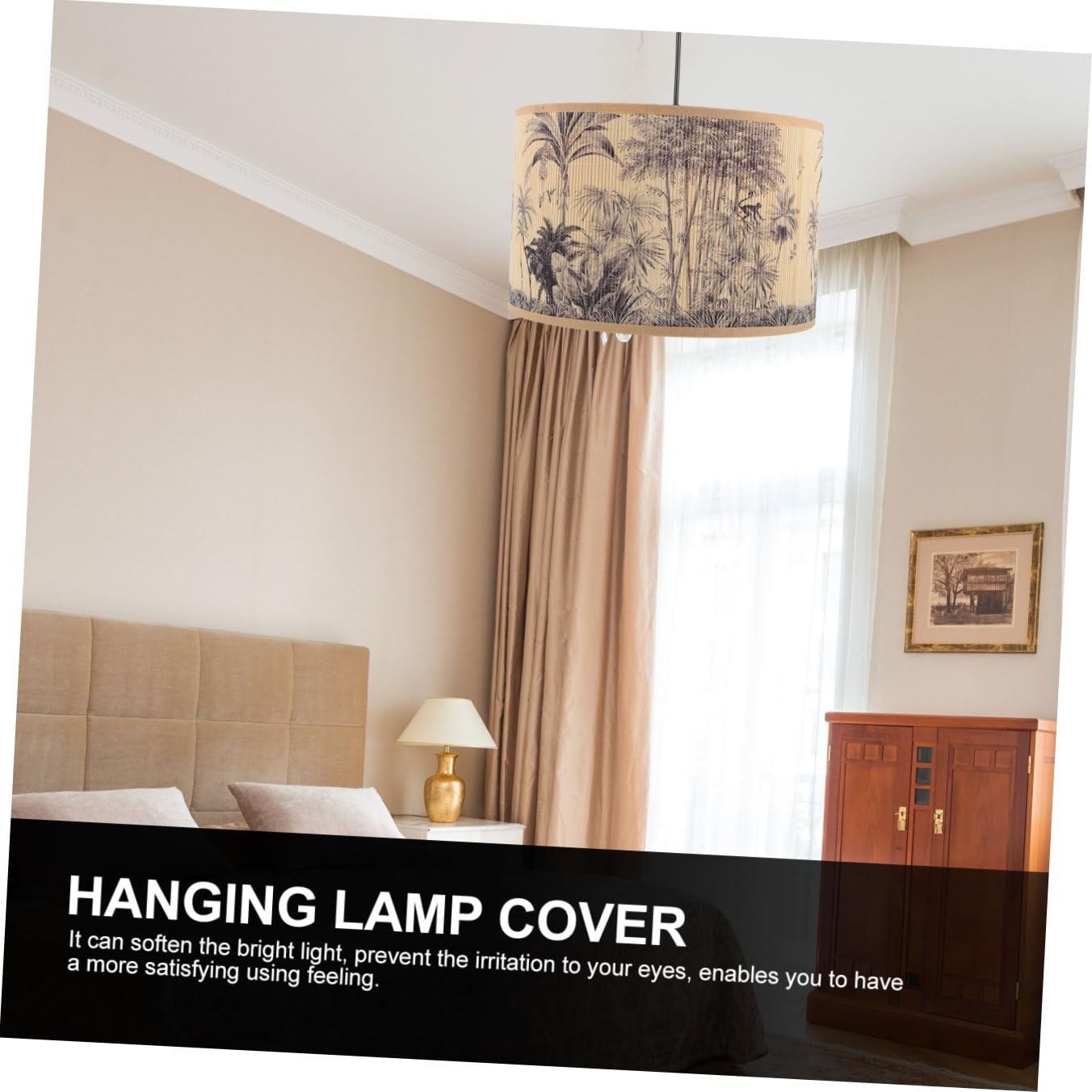 Pantalla de Lámpara de Bambú Estilo Retro para Habitación