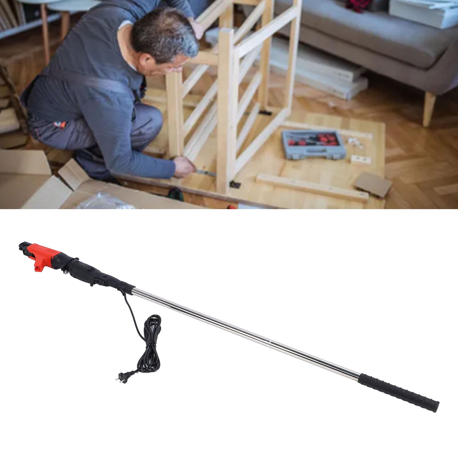 Pistola Atornilladora para Paneles de Yeso, Motor sin Escobillas, 3500 RPM, Destornillador Automático con Cuello Giratorio 360, con Ajuste Rápido para Proyectos de Revestimiento