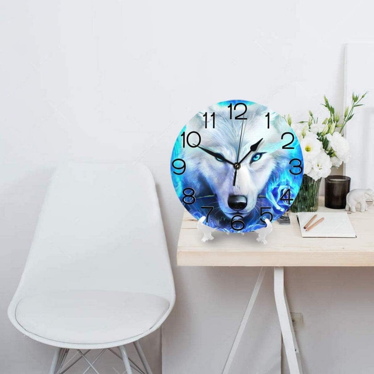 MJSTAR Blue Round Wall Clock, 9.84 Inches, Battery Operated, Easy to Read Analog Display