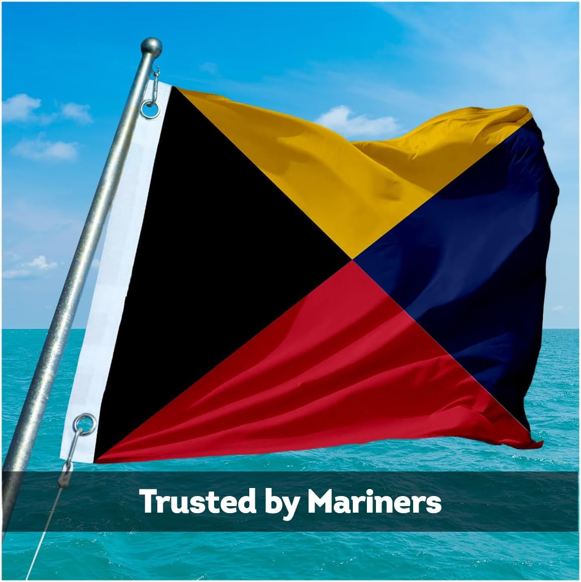 AGAS Zulu Code Z Marine Signal 1x1.25 Ft Flag - Printed 200D Nylon - Canvas Header - Brass Grommets - Colorfast & Stitched Edges - Nautical Boat Flag - Naval Code Signal Flag.