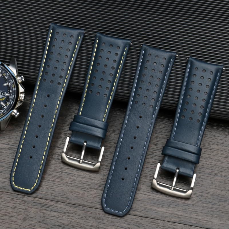 Cinturino da uomo in vera pelle di colore blu 22mm 23mm cinturino per Citizen AT8020-54L / JY8078 con cinturino con fibbia pieghevole