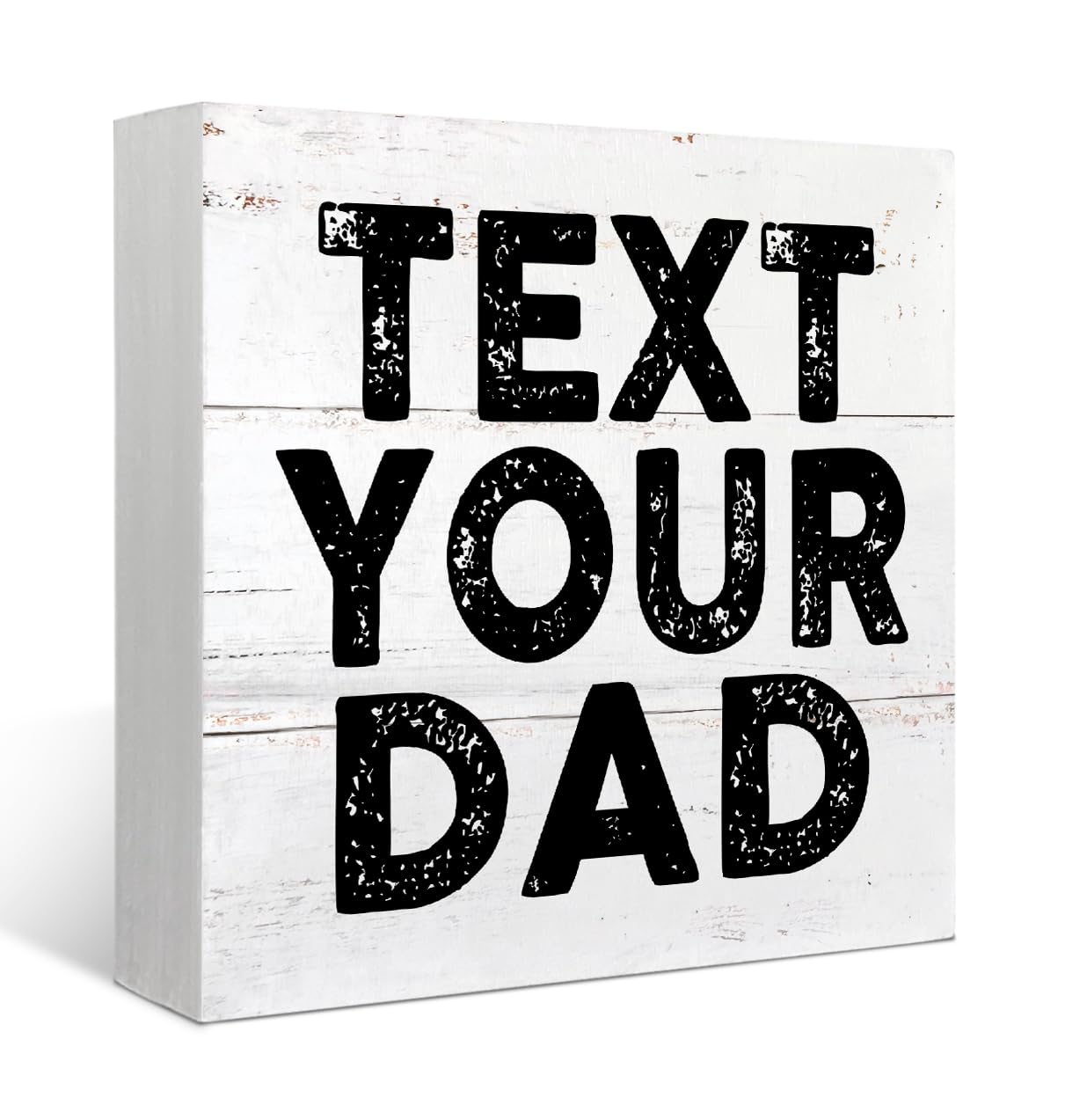 Mtrgdn Text Your Dad Wood Box Sign Desk Decor Rustic Funny Wooden Box Block Sign Decorations for Home Bedroom College Dorm Wall Tabletop Desk Decor