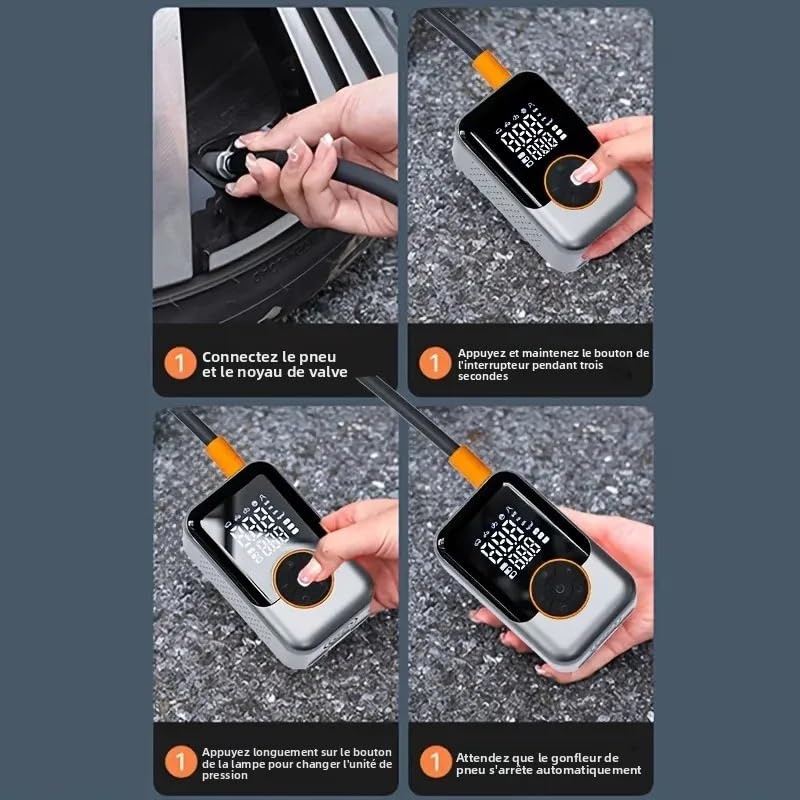 Compresor de aire inalámbrico para coche y bomba de aire digital para moto 7