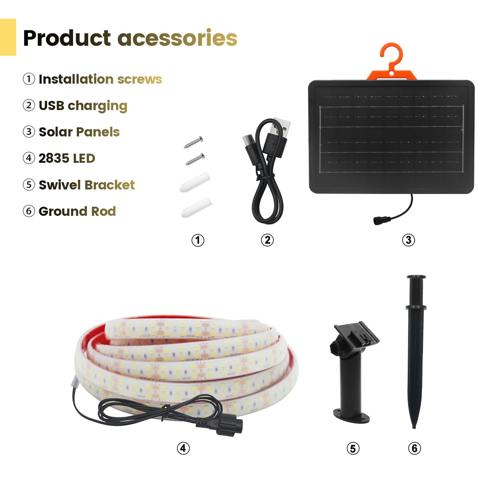 24V 7200mAH Tira LED Solar [10M, Blanco natural 4000-4500K], 240 LEDs/m Tira LED de jardín de silicona solar, flexible e impermeable IP68, 8 modos, iluminación decorativa para el hogar