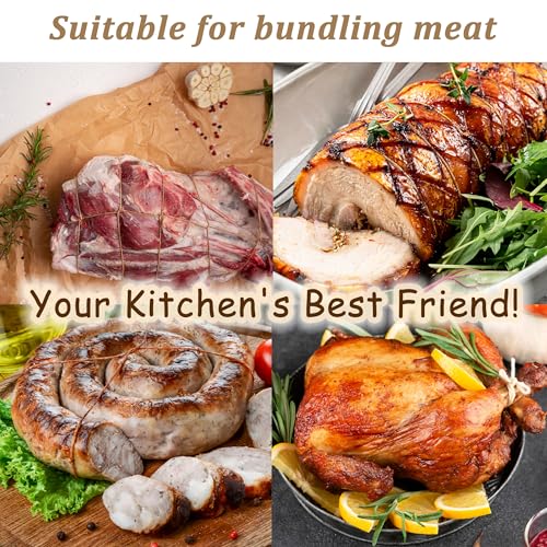Butchers Twine for Cooking, Baking & Crafts - Food Safe Kitchen Twine for Tying Meat, Trussing Turkey, Roasting, Sausage Making - Strong Cotton Rope for Garden, Crafts & Packing, 656ft 2mm(Beige)