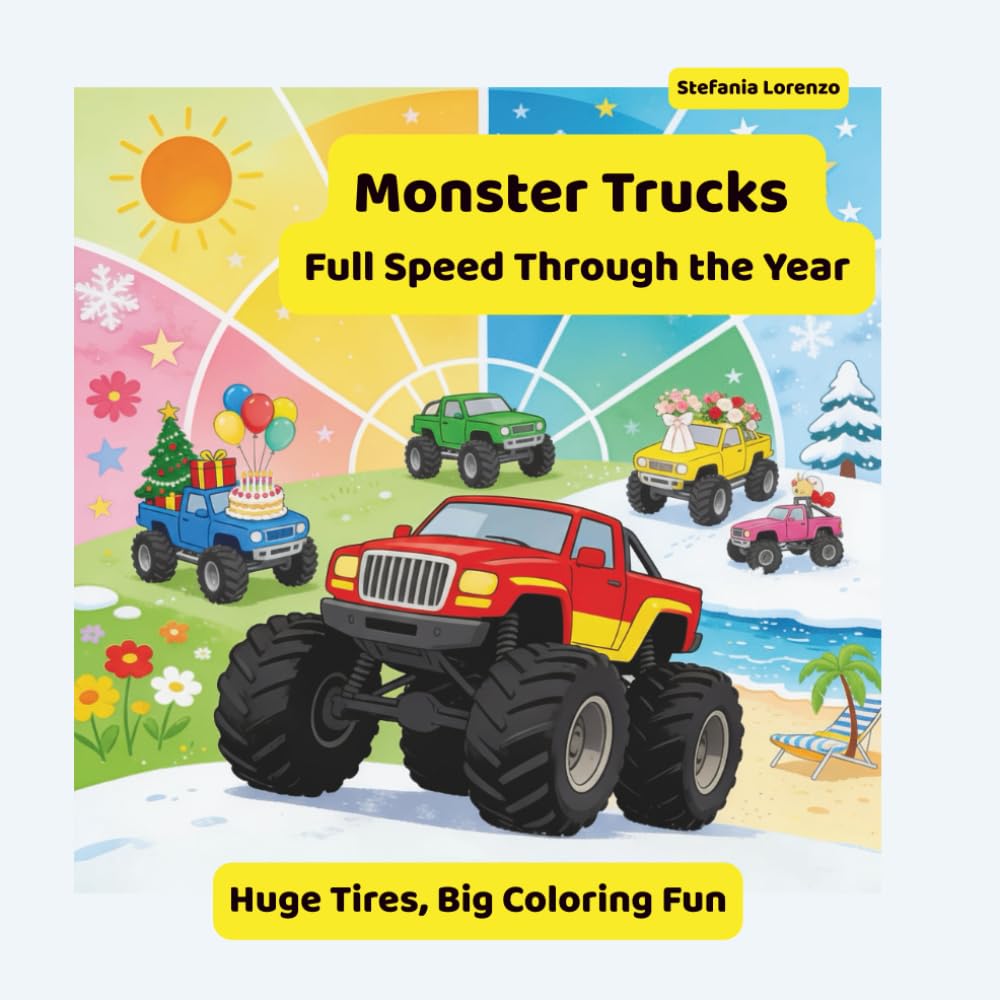 Monster Trucks - Full Speed Through the Year: Huge Tires, Big Coloring Fun