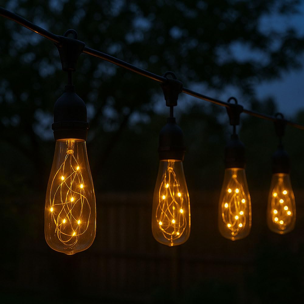 4er-Set LED Deko Leuchtmittel E27, Extra Warmweiß 2200K, 1,6W, mit Kupferkabel – Flaschenform Lampe für warmes, gemütliches Ambiente