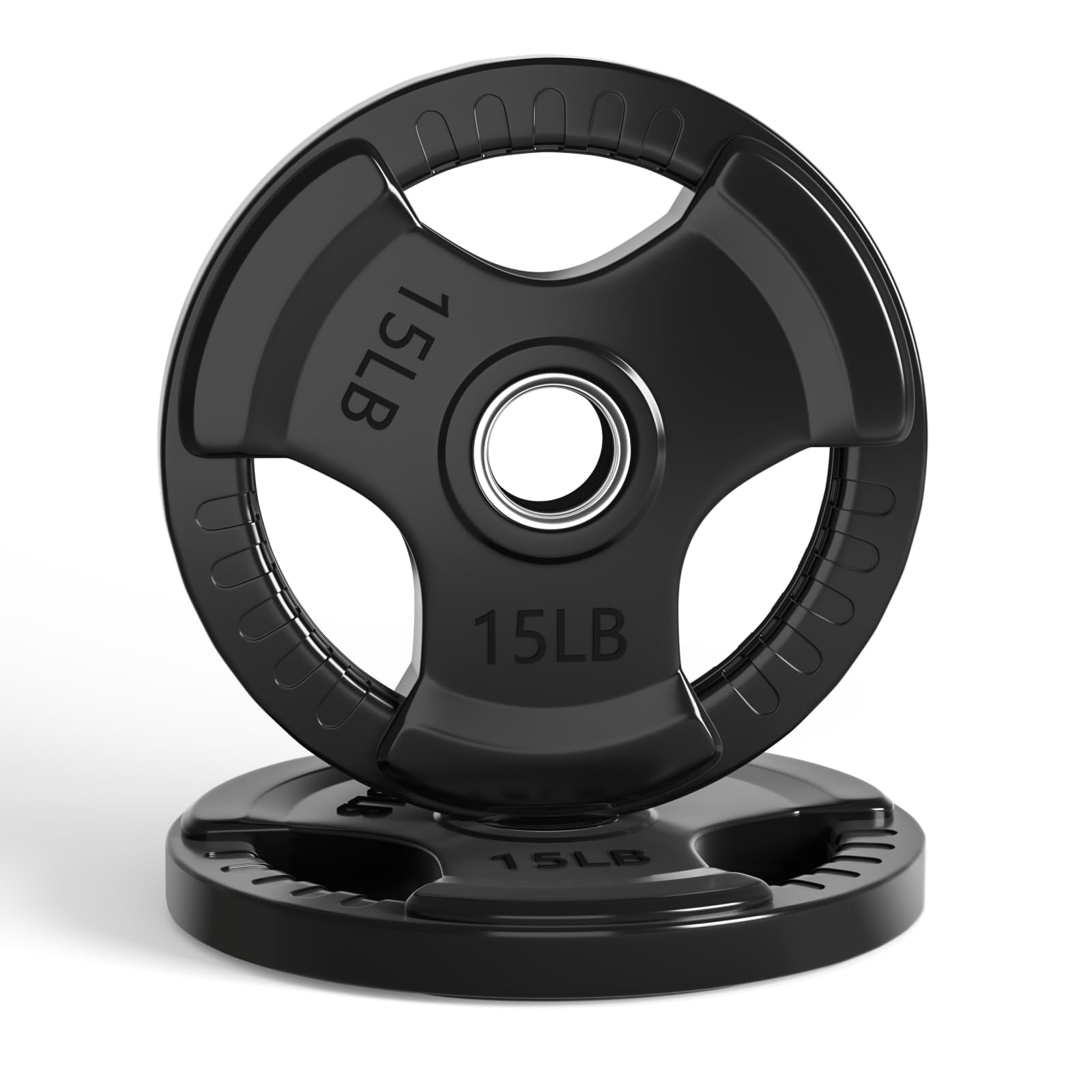 LIONSCOOL 2-Inch Rubber Coated Olympic Grip Plate in Pairs or Single for Strength Training, Weightlifting and Bodybuilding, Solid Cast Iron Weight Plates for Barbell, 2.5-45LBS, One Year Warranty