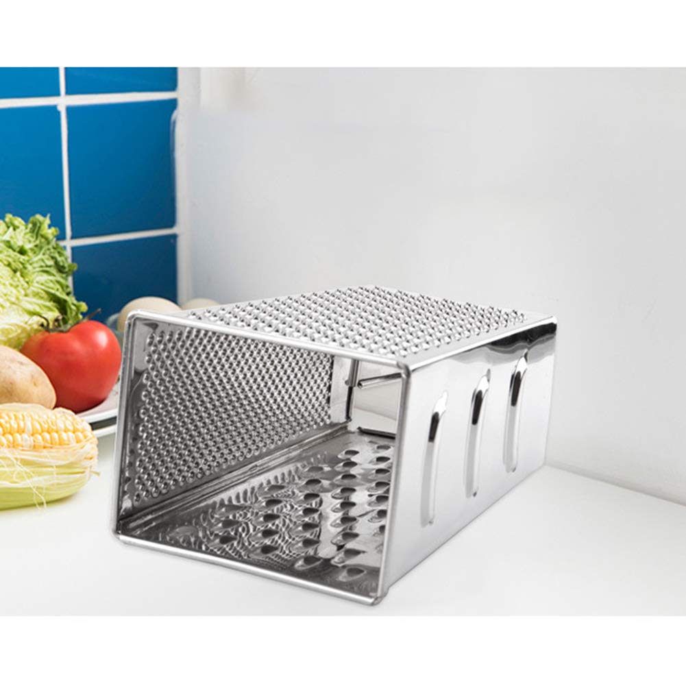 ArinkO Grattugia 4 Lati in Acciaio Inossidabile con Base Antiscivolo - Affetta, sminuzza e grattugia Facilmente Le Verdure - Affilatura Superiore per Una Preparazione in Cucina Senza Sforzo