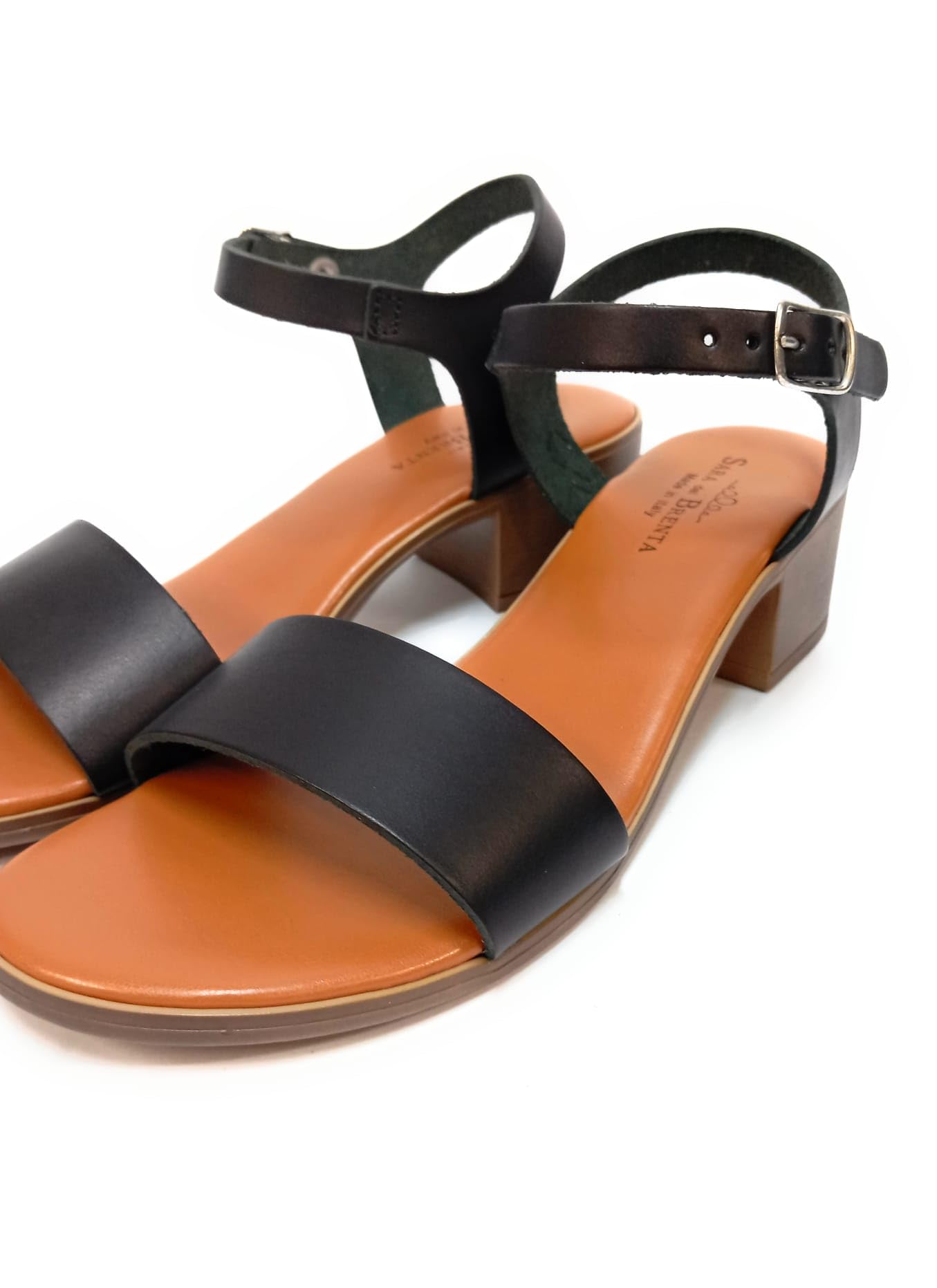 Sandali Donna Nuovi In Vera Pelle con Soletta in EcoPelle Tacco Comodo Suola Flessibile Made in Italy