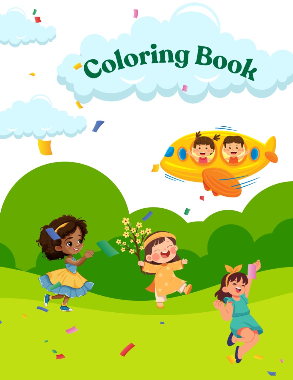 Cute Spring Coloring Book for Kids: Fun and Easy Coloring Pages with Flowers, Bees, Bunnies and Easter Eggs for Toddlers, Preschool and Kindergarten