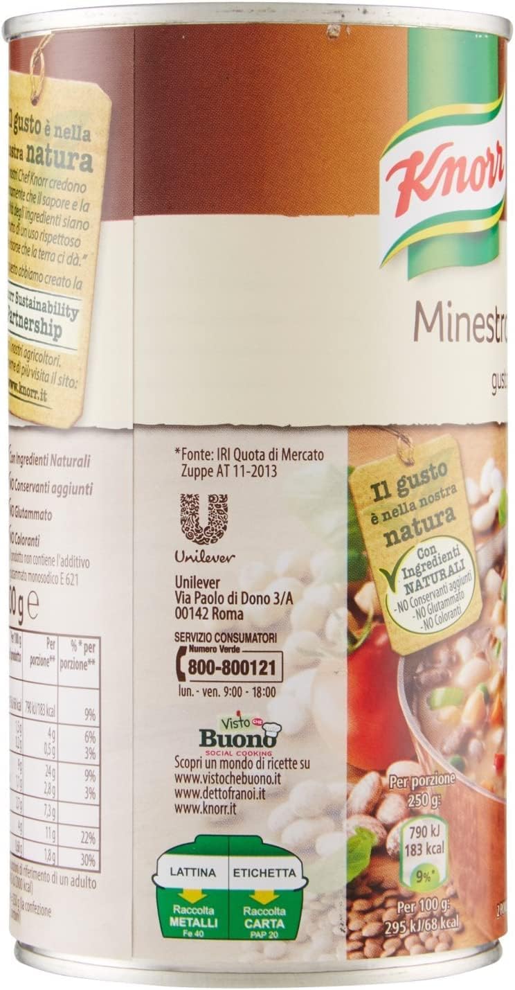 Italian Gourmet Hülsenfrüchte Minestrone Suppe 12 x 500 g Dose – Herzhafte italienische Gemüsesuppe mit Bohnen & Leguminosen, Großpackung Vorrat, schnell servierfertig + Italian Gourmet Polpa