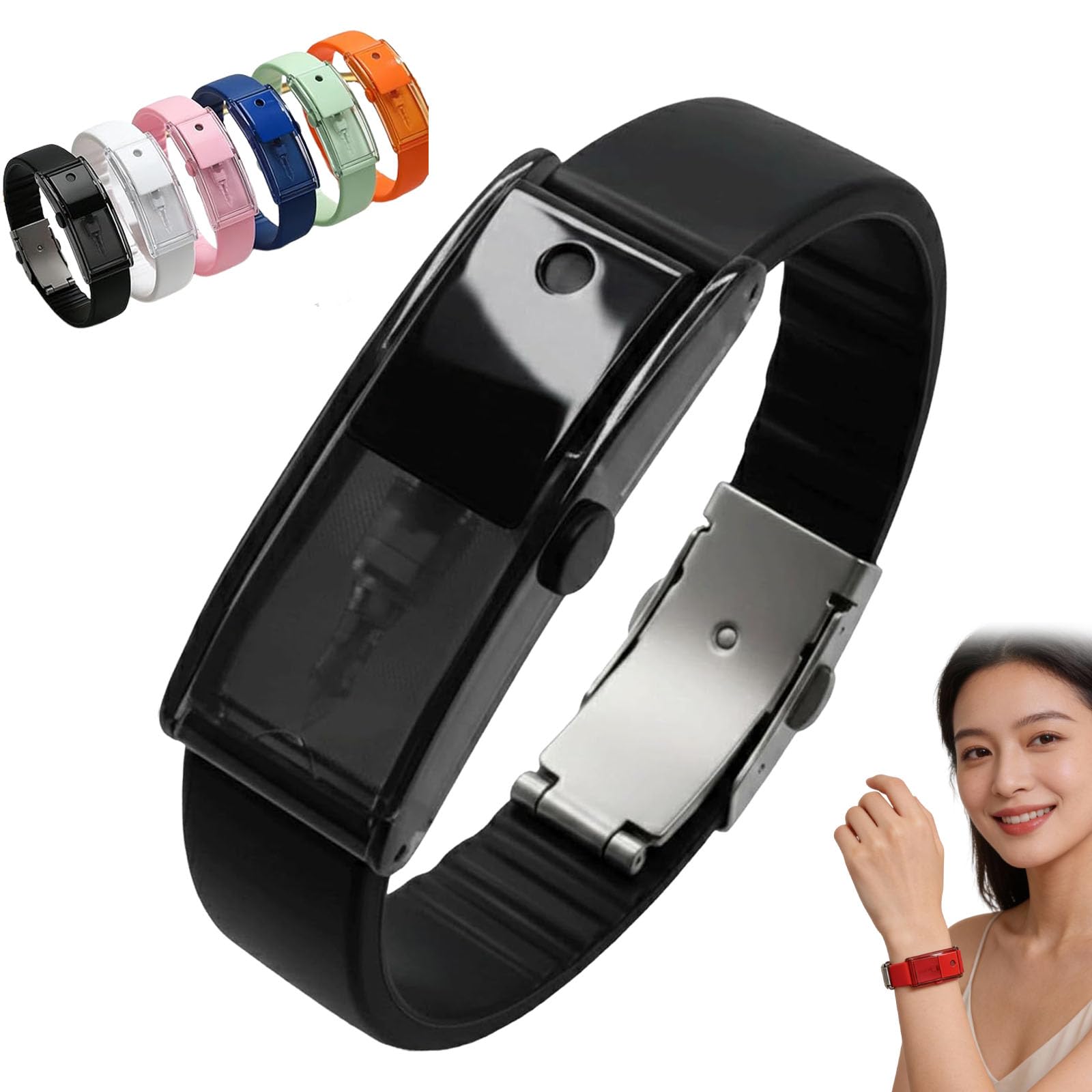 BRRDASJO Fragrance Atomizer Bracelet,Can added perfume Diffuser, Portable Wearable,Women Men Adjustable Closure Wristband Locket for Travel & Daily Use(Black)