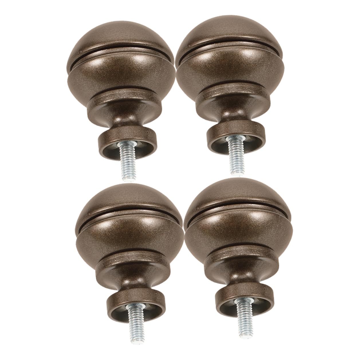 Levemolo 4pcs Decorative Curtain Rod Finials Elegant End Caps for Curtain Rods for Home Window Treatments Brown Half Sphere Design