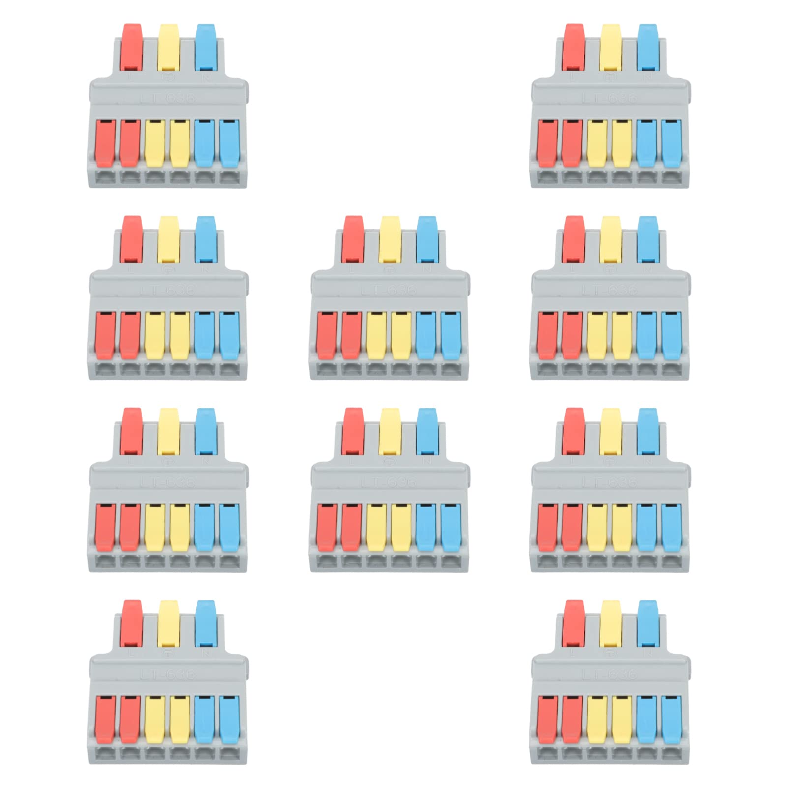 3 in 6 out Drahtverbinder 10 Stück, Sichere Leitungsklemme