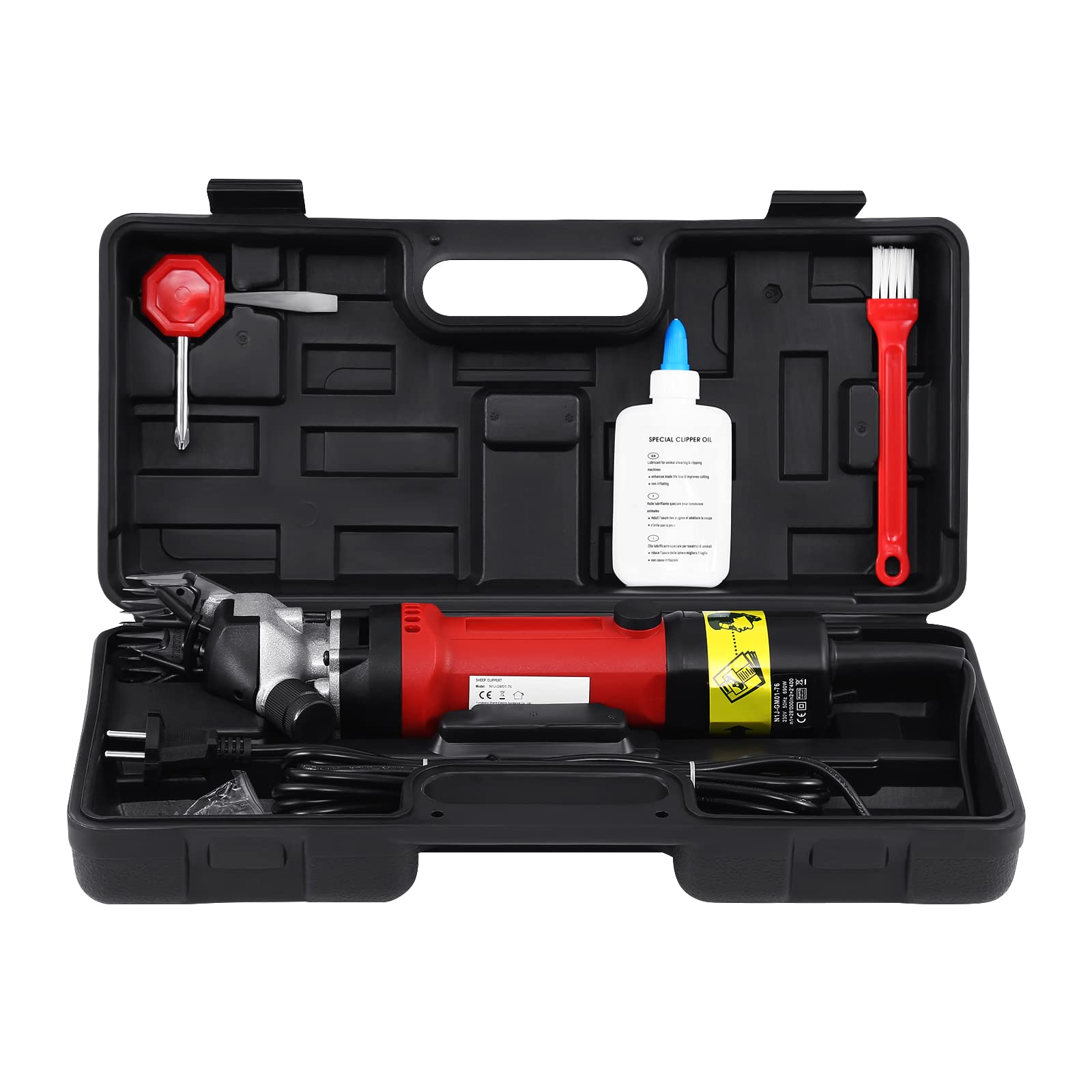 Esquiladora para Oveja, 690W Máquina para Esquilar Eléctrica de Oveja con 6 Velocidades Ajustables, 2400rpm Maquina de Esquilado Profesional para Afeitar Ovejas Animales Lana Cabras (Rojo)