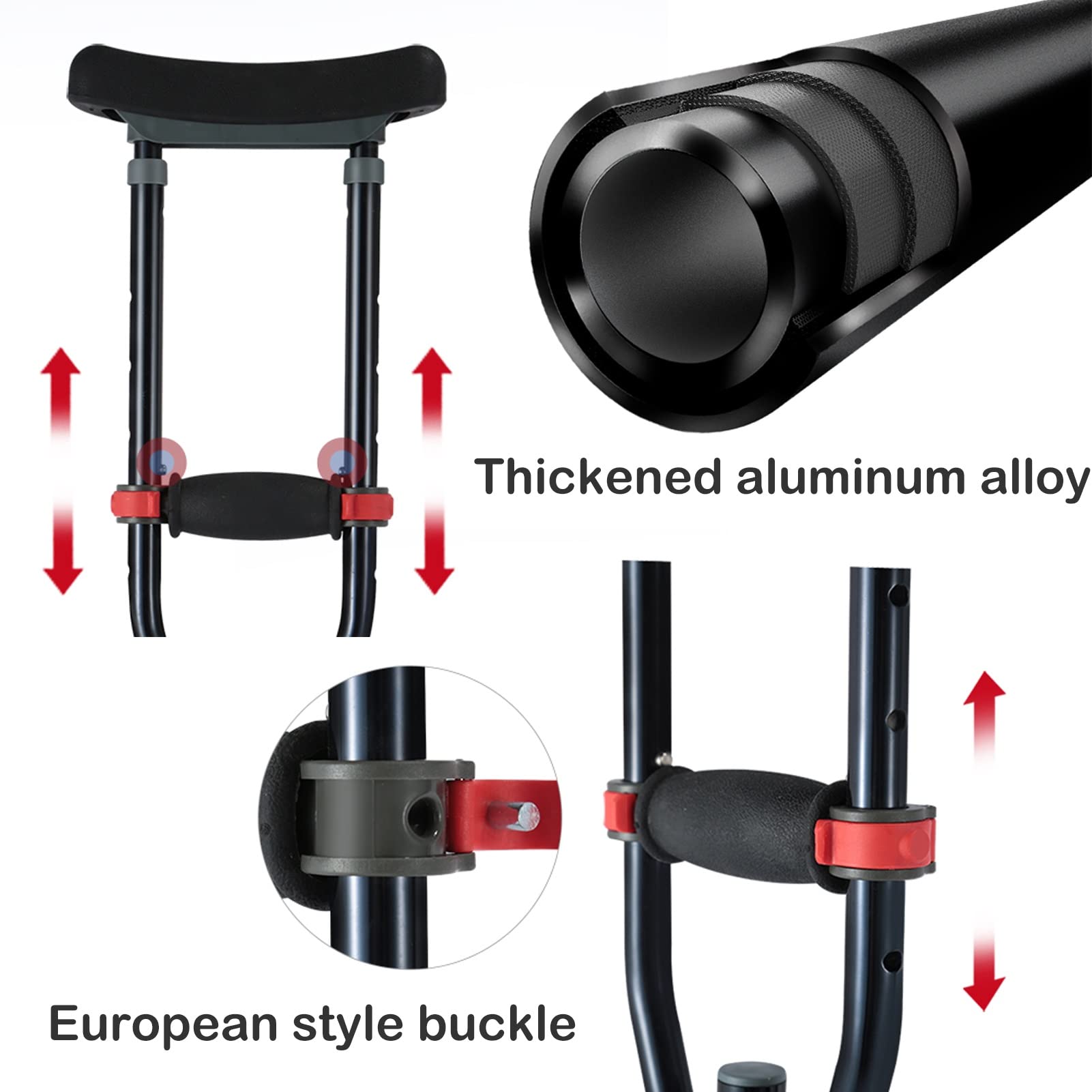 Muletas de Aluminio estándar para niños, muletas médicas Negras Ajustables para Caminar, muletas para Las Axilas con Almohadilla para Las Axilas y empuñadura, adecuadas para una Altura de 10