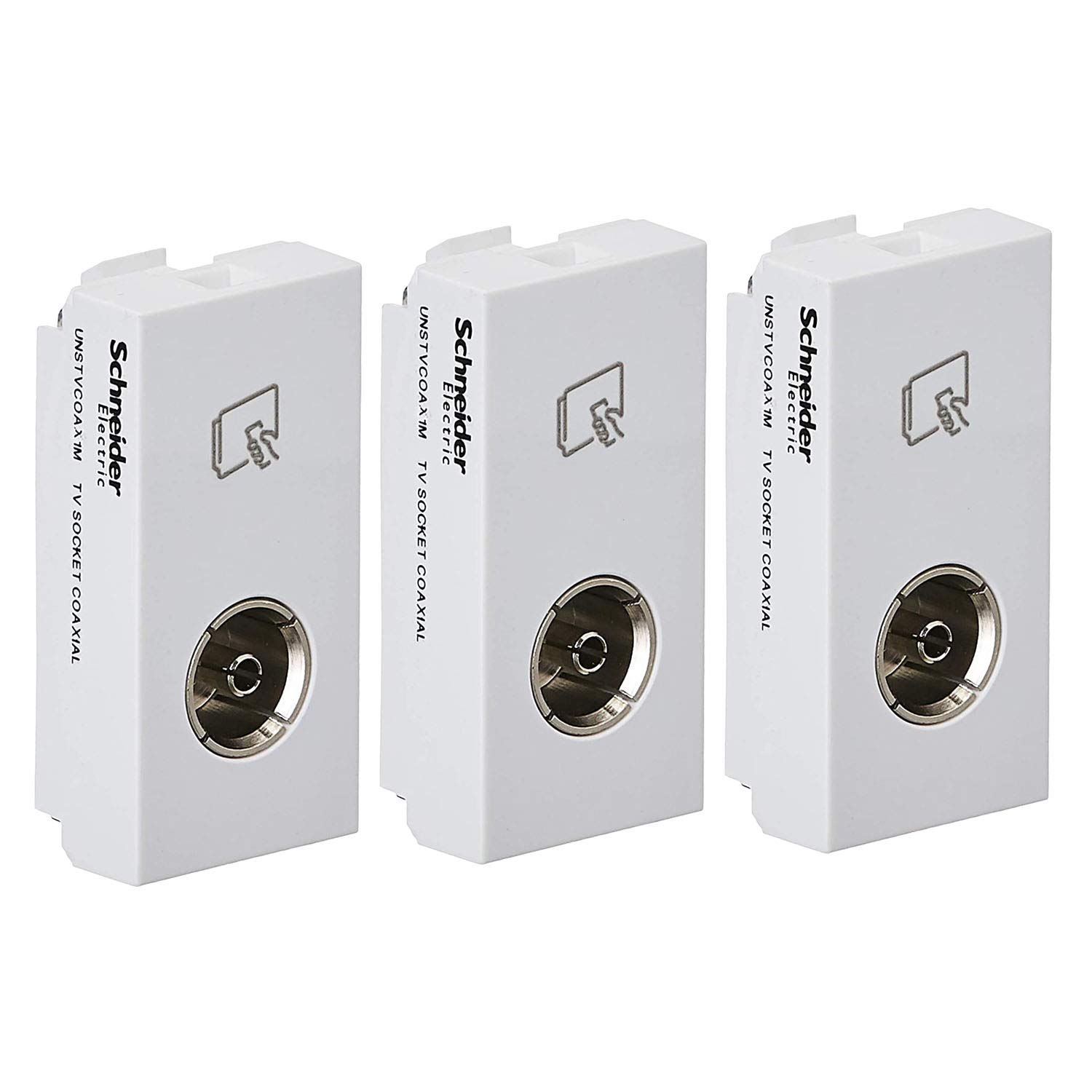 schneider electric unica pure-tv socket coaxial, white (pack of 3)